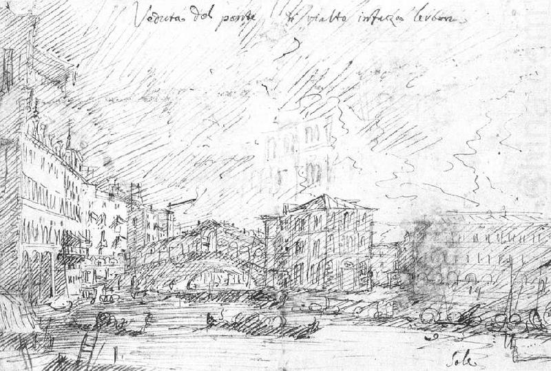 The Grand Canal near the Ponte del Rialto f, Canaletto