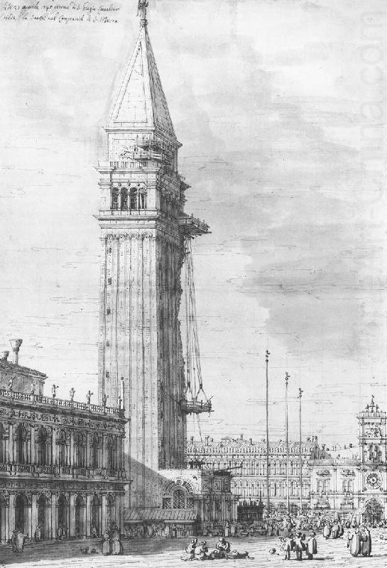 The Piazzetta: Looking North, the Campanile under Repair bdr, Canaletto