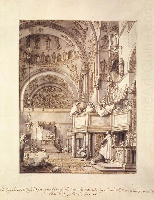 San Marco: the Crossing and North Transept, with Musicians Singing df, Canaletto
