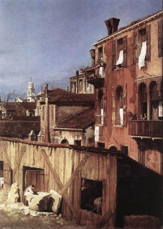 The Stonemason s Yard (detail), Canaletto