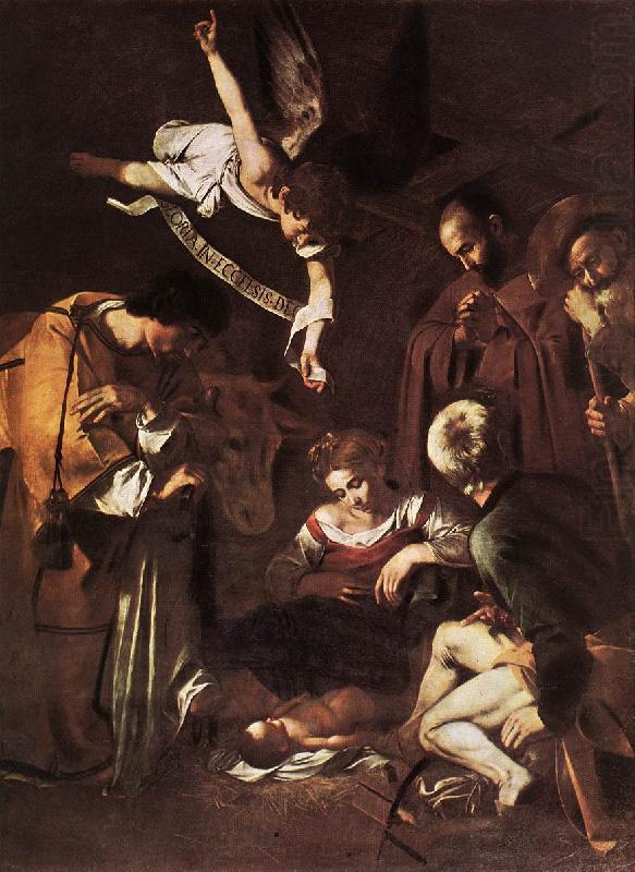 Caravaggio Nativity with St Francis and St Lawrence fdg