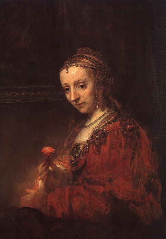 Rembrandt Lady with a Pink oil painting picture