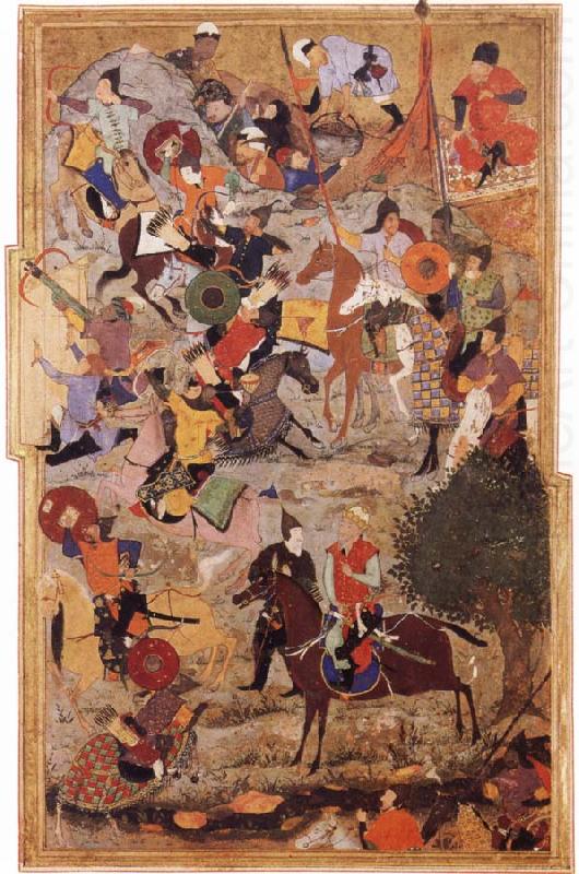 Tamerlane leading the assault of the castle of the knights of the Hospitallers of Saint john at Smyrna, Bihzad