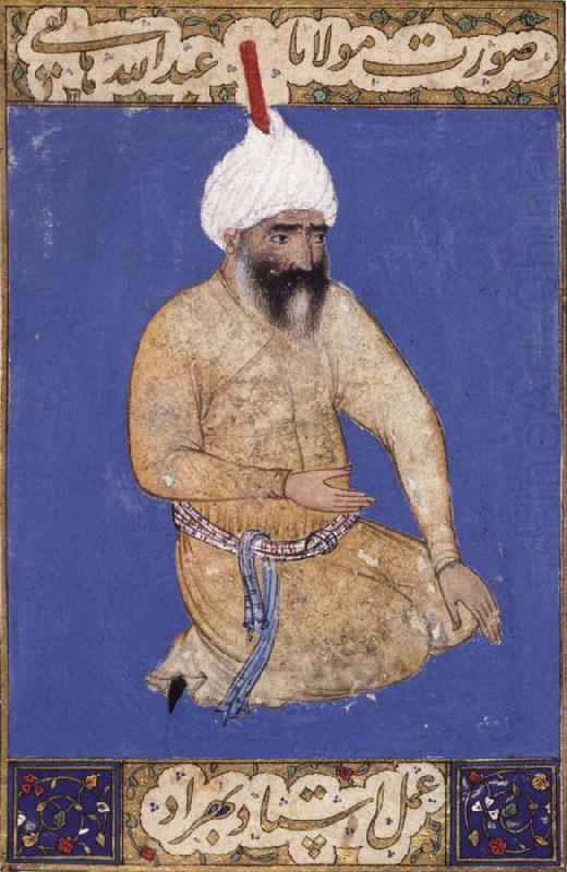 Portrait of the poet Hatifi,Jami s nephew,seen here wearing a shi ite turban, Bihzad