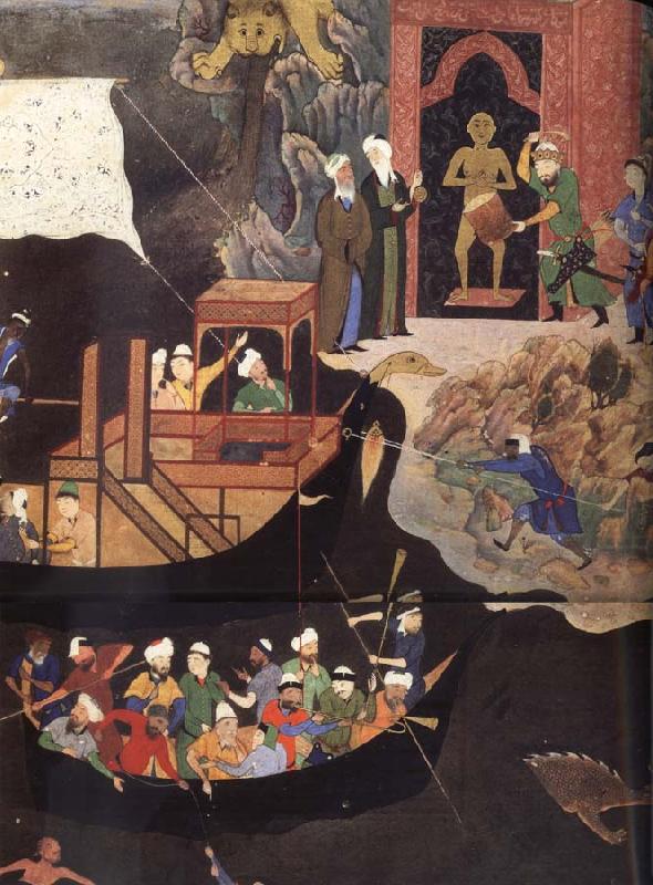 Alexander or Sikandar annuls the magic of the malevolent idol at the entrance to the ocean, Bihzad