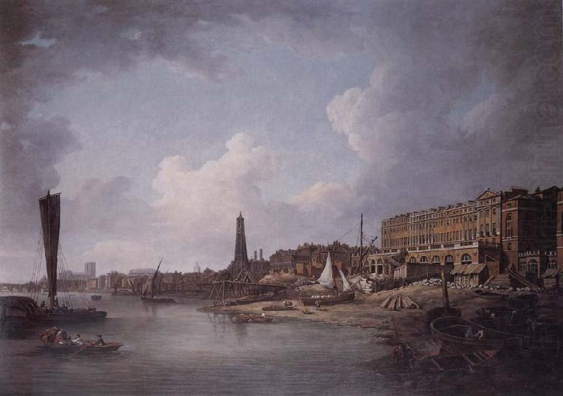 The Adelphi,London,under construcion,with York Water Tower and the River Thames towards Westminster, Canaletto