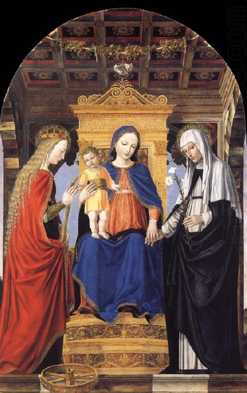 The Virgin and Child Enthroned with Saint Catherine of Alexandria and Saint Catherine of Siena, Bergognone