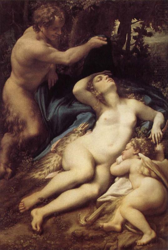 Venus, satyr and Cupido, Correggio