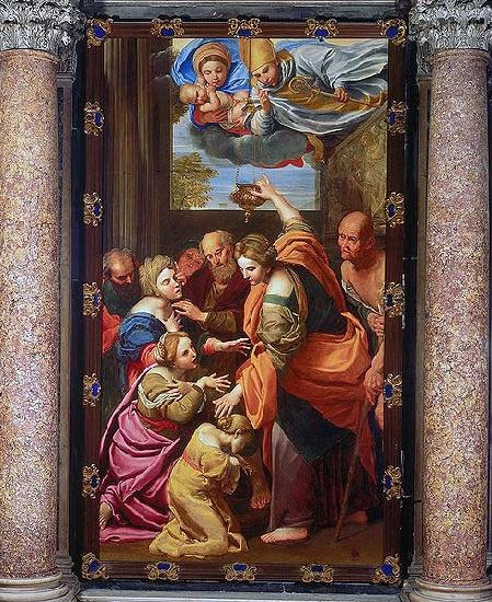 Apparition of the Virgin and Child and San Gennaro at the Miraculous Oil Lamp, Domenichino
