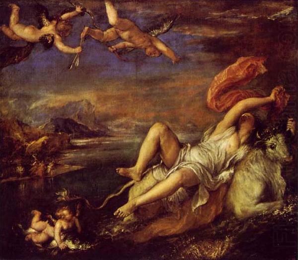 The Rape of Europa  is a bold diagonal composition which was admired and copied by Rubens., Titian