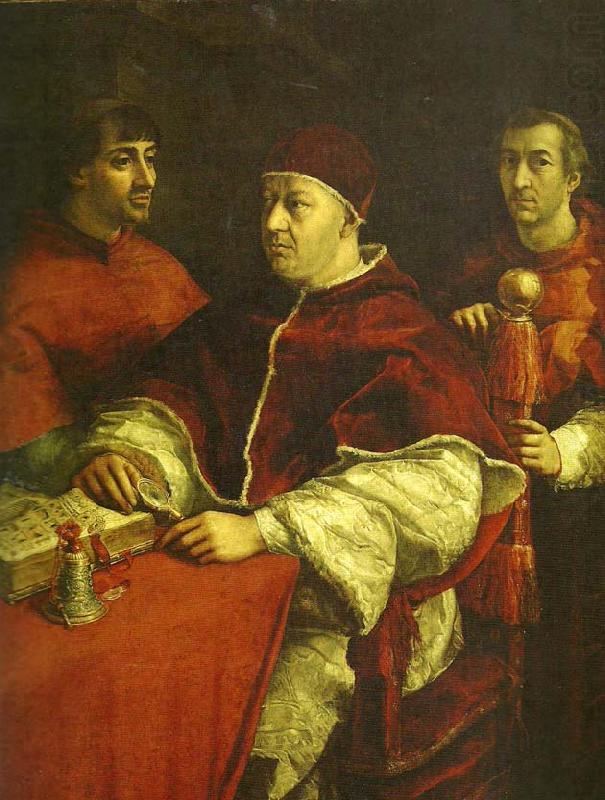 pope leo x with cardinals giulio de', Raphael