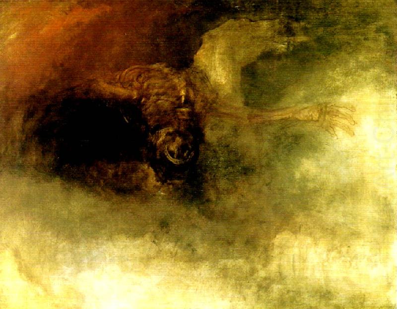 a skeleton falling off a horse in mid-air, J.M.W.Turner