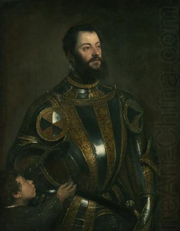 Portrait of Alfonso d'Avalos (1502-1546), in Armor with a Page, Titian