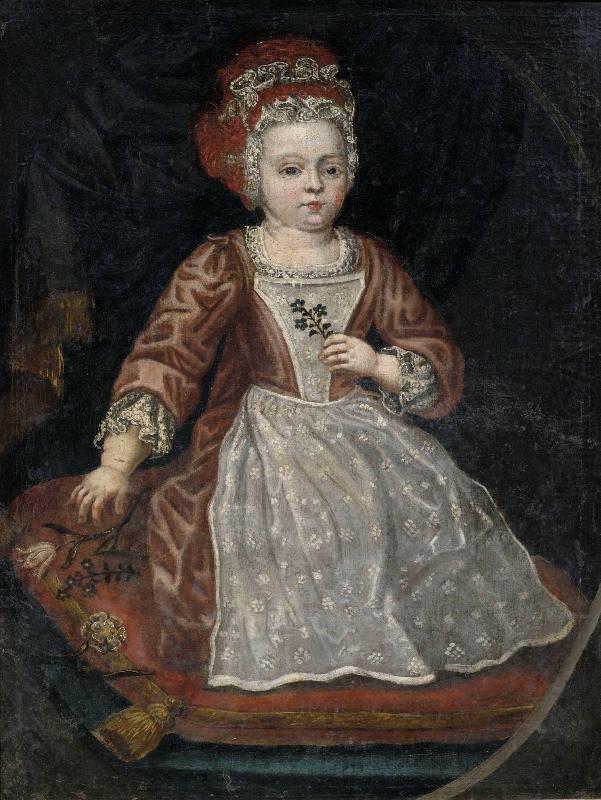 Anonymous Bildnis eines kleinen Madchens in rotem Kleid mit weiber Schurze oil painting picture
