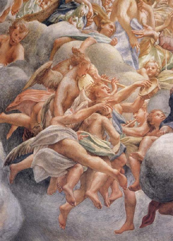 Assumption of the Virgin,details with angels bearing musical instruments, Correggio