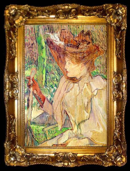 framed   Henri  Toulouse-Lautrec Honorine Platzer (Woman with Gloves), ta009-2