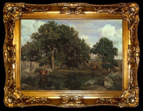 framed   Jean Baptiste Camille  Corot Forest of Fontainebleau, ta009-2