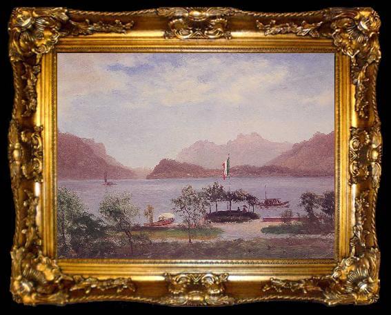 framed  Albert Bierstadt Italian Lake Scene, ta009-2