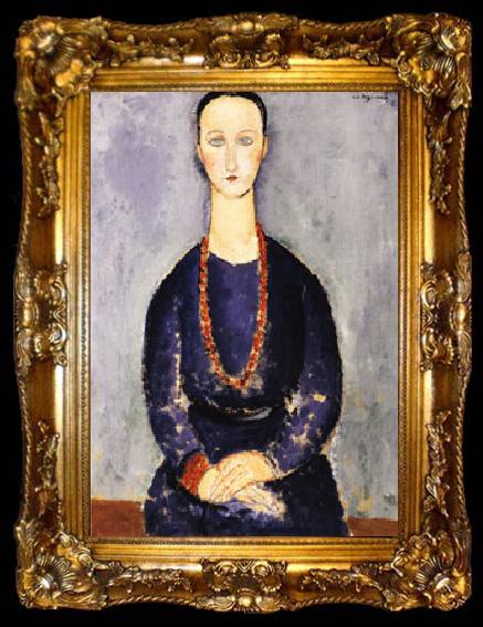 framed  Amedeo Modigliani Woman with Red Necklace, ta009-2
