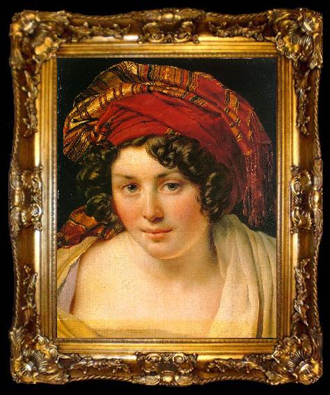 framed  Anne-Louis Girodet-Trioson A Woman in a Turban, ta009-2