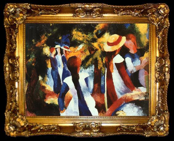 framed  August Macke Girls Under Trees, ta009-2