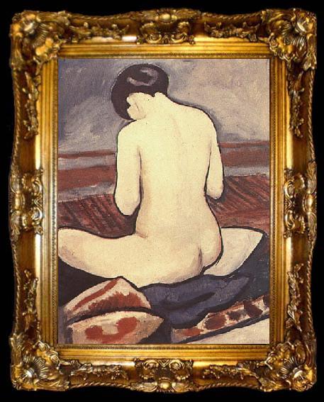 framed  August Macke Sitting Nude with Cushions, ta009-2