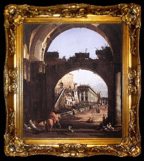 framed  BELLOTTO, Bernardo Capriccio of the Capitol, ta009-2