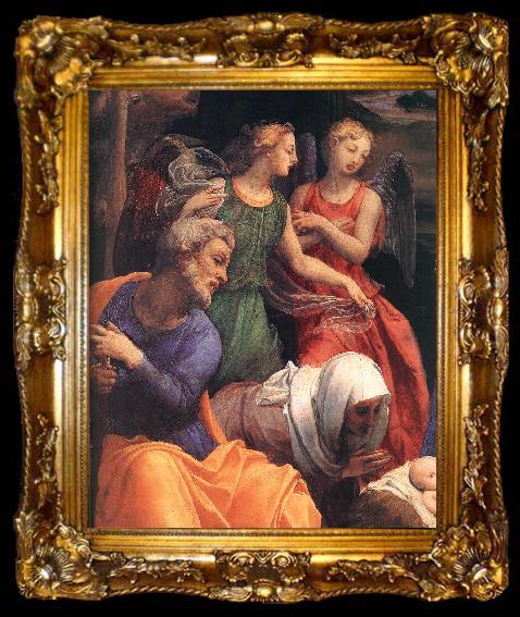 framed  BRONZINO, Agnolo Adoration of the Shepherds (detail)  f, ta009-2