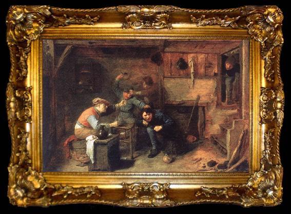 framed  BROUWER, Adriaen Peasants Fighting f, ta009-2