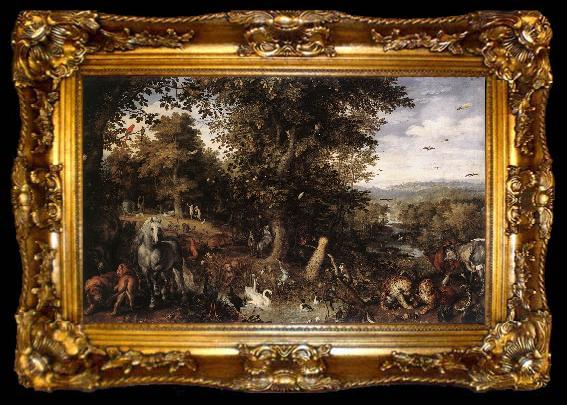 framed  BRUEGHEL, Jan the Elder Garden of Eden fdgd, ta009-2