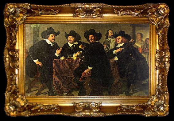 framed  Bartholomeus van der Helst The Regents of the Kloveniersdoelen Eating a Meal of Oysters, ta009-2