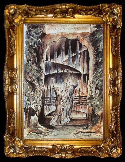 framed  Blake, William Dante and Virgil at the Gates of Hell, ta009-2