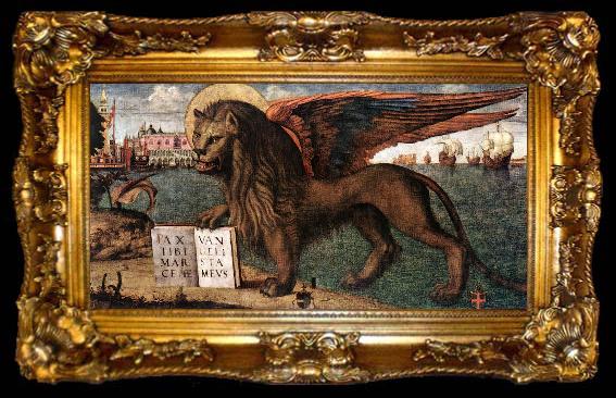 framed  CARPACCIO, Vittore The Lion of St Mark (detail) dsf, ta009-2