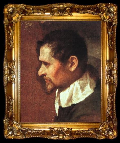 framed  CARRACCI, Annibale Self-Portrait in Profile sdf, ta009-2