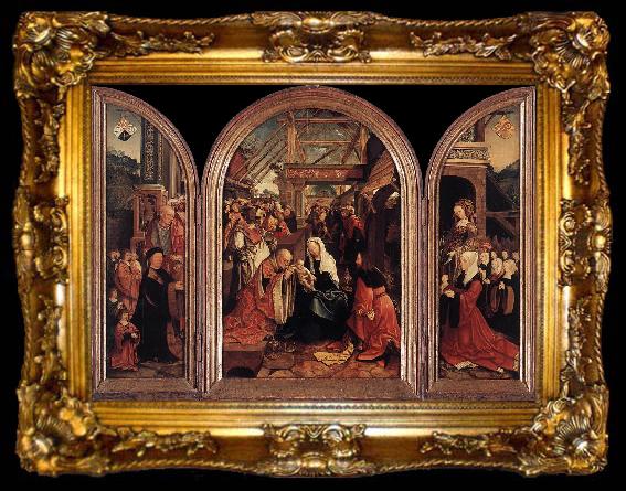 framed  CORNELISZ VAN OOSTSANEN, Jacob Triptych of the Adoration of the Magi fd, ta009-2