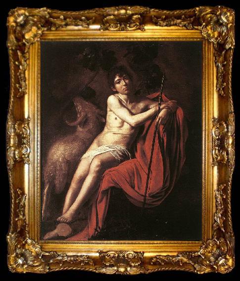 framed  Caravaggio St John the Baptist fdg, ta009-2