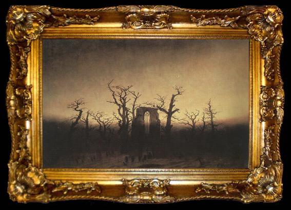 framed  Caspar David Friedrich Abbey in an Oak Forest, ta009-2