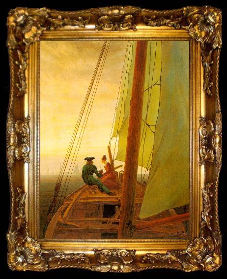 framed  Caspar David Friedrich On Board a Sailing Ship, ta009-2