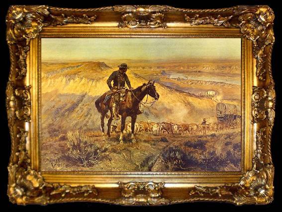 framed  Charles M Russell The Wagon Boss, ta009-2