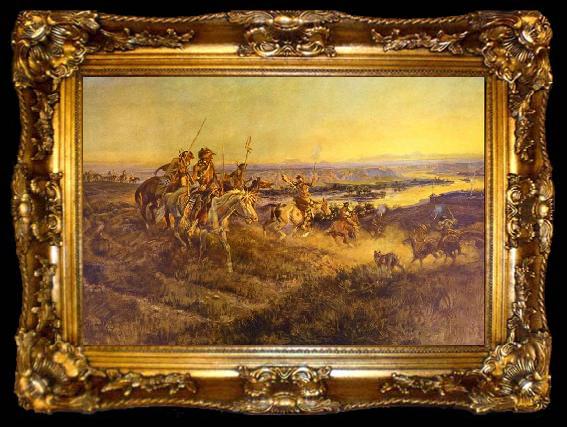 framed  Charles M Russell Salute of the Robe Trade, ta009-2