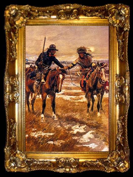 framed  Charles M Russell A Doubtful Handshake, ta009-2