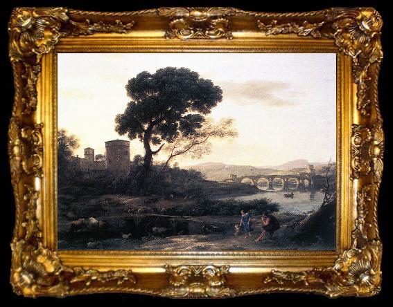 framed  Claude Lorrain Landscape with Shepherds   The Pont Molle fgh, ta009-2