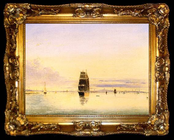 framed  Clement Drew Boston Harbor at Sunset, ta009-2