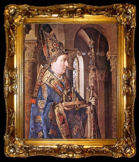 framed  EYCK, Jan van The Madonna with Canon van der Paele (detail) sd, ta009-2