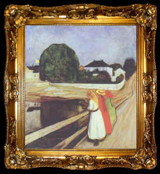 framed  Edvard Munch The Girls on the Bridge, ta009-2