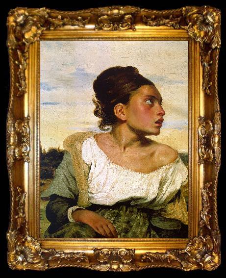 framed  Eugene Delacroix Girl Seated in a Cemetery, ta009-2
