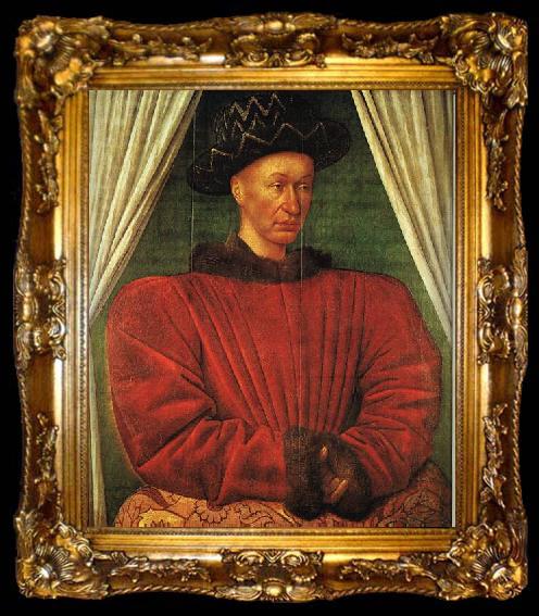 framed  FOUQUET, Jean Portrait of Charles VII of France dg, ta009-2