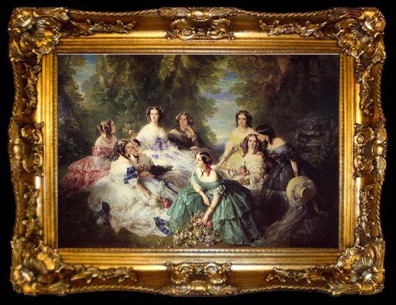framed  Franz Xaver Winterhalter The Empress Eugenie Surrounded by her Ladies in Waiting, ta009-2