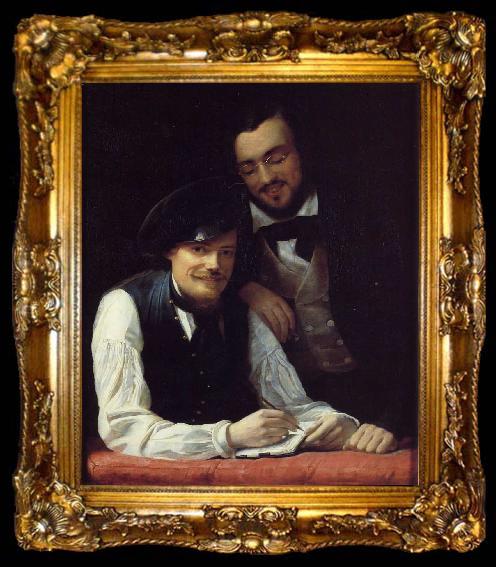 framed  Franz Xaver Winterhalter Self Portrait of the Artist with his Brother, Hermann, ta009-2