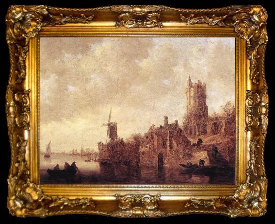 framed  GOYEN, Jan van River Landscape with a Windmill and a Ruined Castle sdg, ta009-2